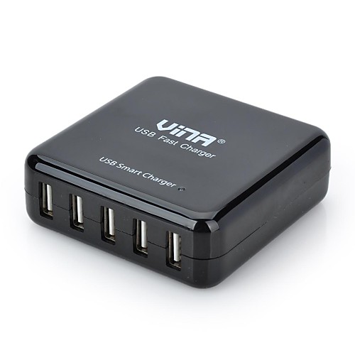 Vina Portable 40W 8A High Speed 5-Port USB Smart Fast Charger for IPhone/IPad/Smartphone/ Tablet PC (EU Plug)