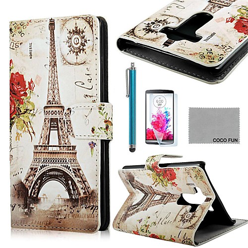 COCO FUN Effie Tower B Pattern PU Leather Full Body Case with Screen Protector, Stylus and Stand for LG G3 D850