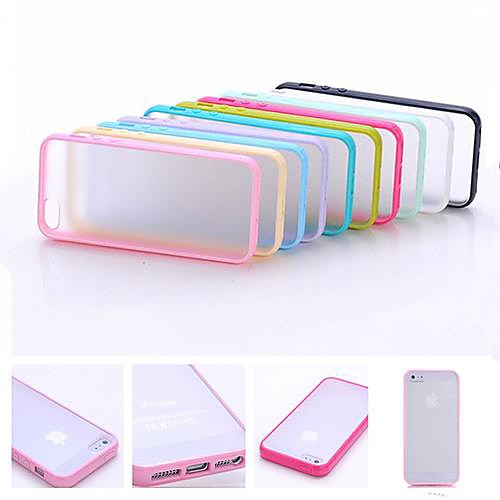 Multi-Color Soft TPU Frame Gel Translucent Scrub PC Hard Back Case for iPhone 4/4S(Assorted Color)