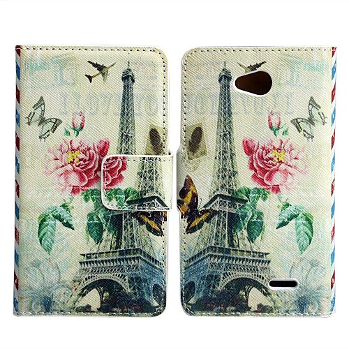 Classical Eiffel Tower Pattern PU Leather Full Body Case for LG L70