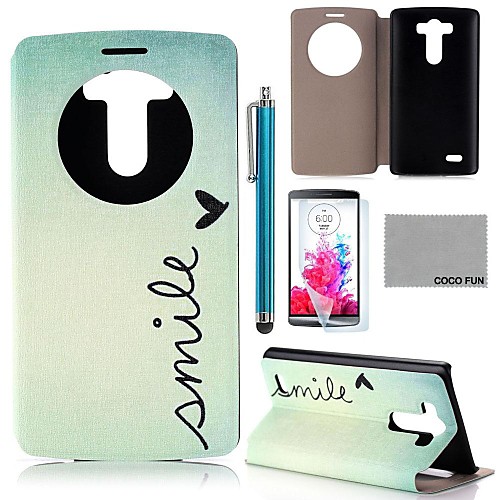 COCO FUN Cute Heart Pattern PU Leather Full Body Case with Screen Protector, Stylus and Stand for LG G3 D850