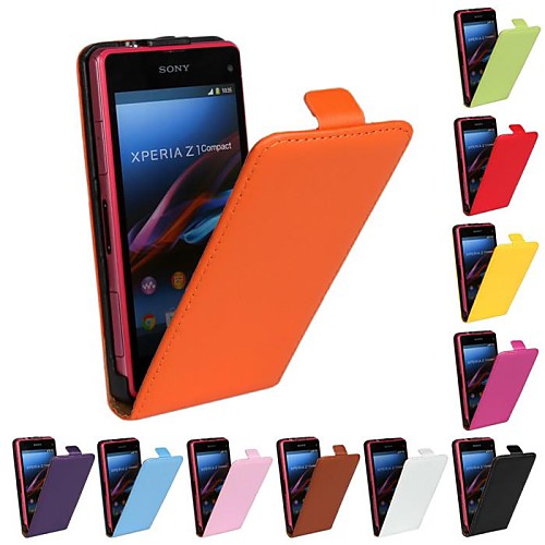 Flip-Open Solid Color Pattern Genuine Leather Full Body Case for Sony Z1 Mini/M51w(Assorted Colors)