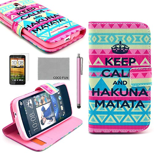 COCO FUN Calm Tribal Carpet Pattern PU Leather Case with Screen Protector, Stylus and Stand for HTC Desire 500