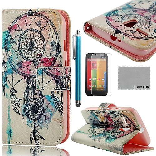 COCO FUN Wind Chimes Pattern PU Leather Full Body Case with Screen Protector, Stylus and Stand for Motorala Moto G