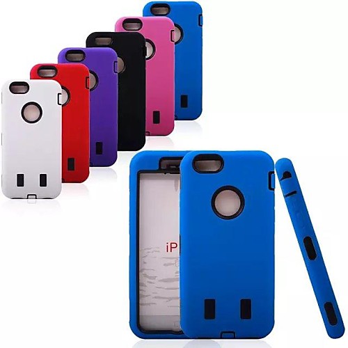 PC  Silica Gel 3 in 1 Design Shockproof Back Cover Case for iPhone 6 (Assorted Colors)