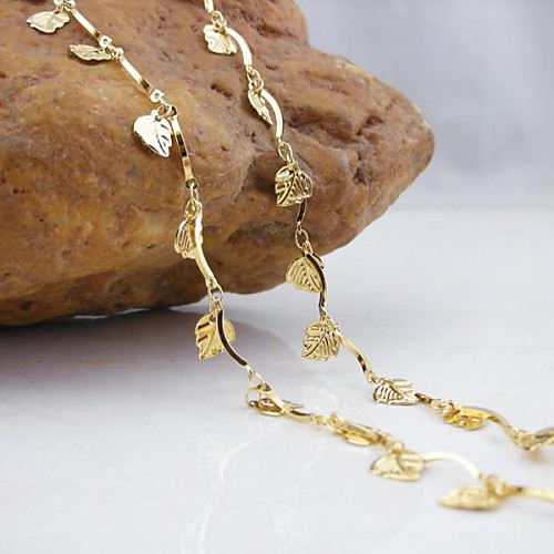 18K Golden Plated Leaf Pendant Bracelet 20cm