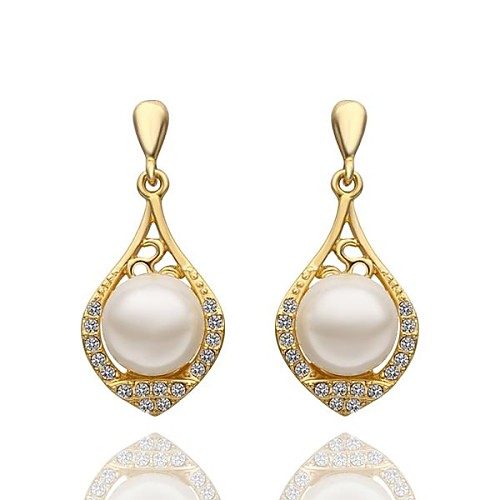 Classics Pearl-Drop Rose Gold-Plated Drop Earrings(Rose Gold)(1Pair)