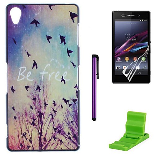 Be Free Pattern PC Hard Case with Screen Protector,Stylus and Stand for Sony Z1 L39H