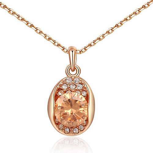 простой стиль 18k розового золота с шампанским золото кристалл Австрия водослива кулон ожерелье