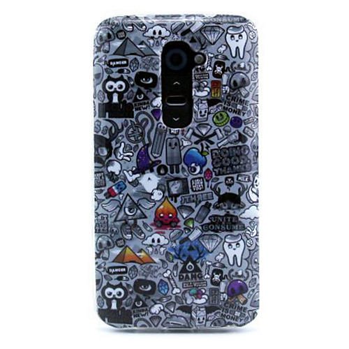 Black Caricature Pattern Soft TPU Protective Case for LG G2/D802