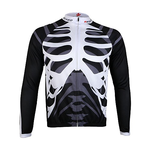 Arsuxeo Men's Full Zip Breathable Long Sleeve Cycling Jersey-Skull