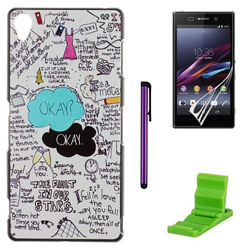 Okay Okay Pattern PC Hard Case with Screen Protector,Stylus and Stand for Sony Z1 L39H