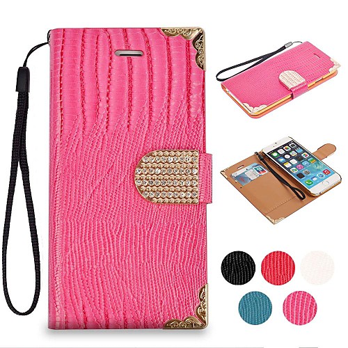 Luxury Lizard Bling Glitter PU Leather Wallet Case with Card Slot and Cash Holder for iPhone 6 (Assorted Colors)