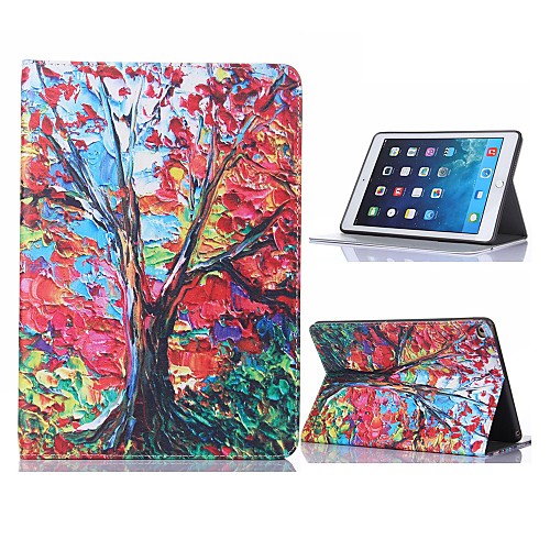 Oil Painting Tree Design Leather Case with Stand for iPad Air 2