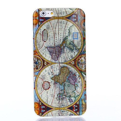 Map of World Pattern Silicone Soft Cover and Mini Diaplay Stand for iPhone 6