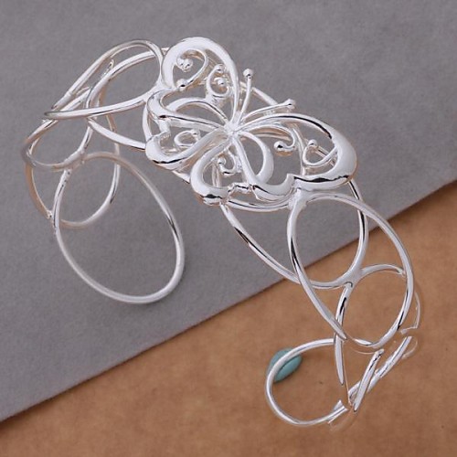 New Fashion Jewelry Women's Silver Plated Charm Cuff Bangle BB-118