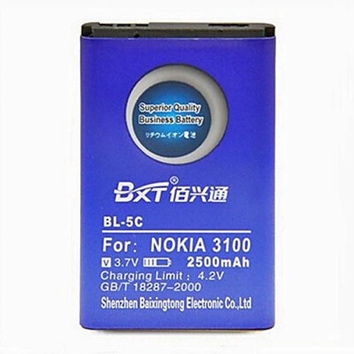 BXT большой емкости 2500mAh BL-5C аккумулятор для Nokia 3100 5130 6230 1100 1112 1116 1200 1208 1255 1315 батареи