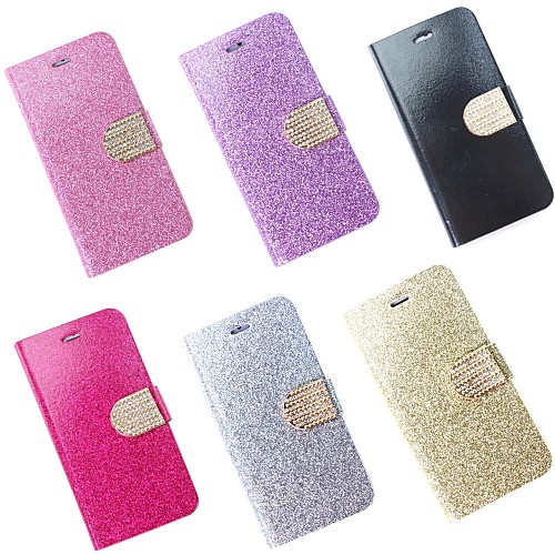 Color Glitter PU Leather Cover with Card Slot  for iPhone 6 (Assorted Colors)