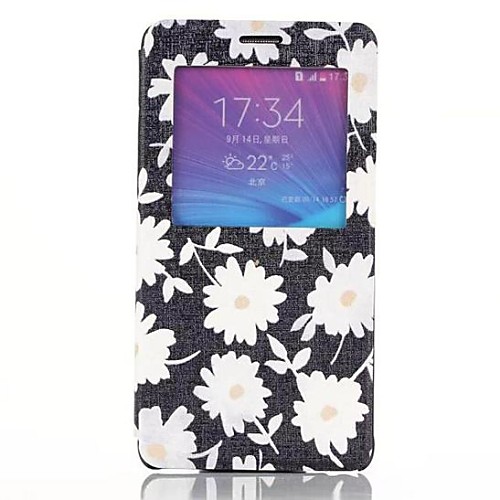 Little Daisy Pattern PU Leather Cover with View Window for Samsung Galaxy Note 4