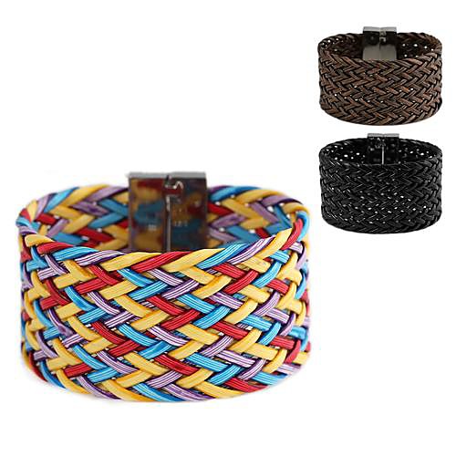 Wide Braided Leather Bracelet (1Pc)