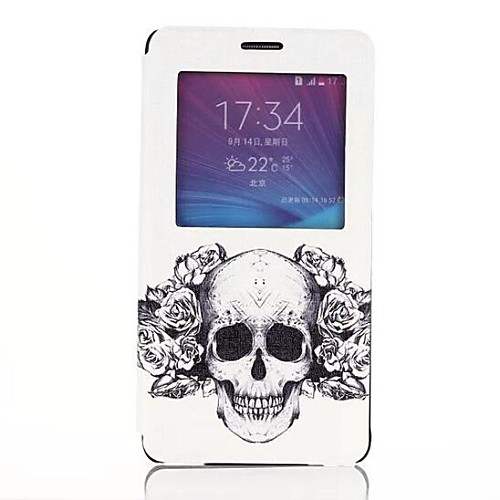 The Skull Pattern PU Leather Cover with View Window for Samsung Galaxy Note 4