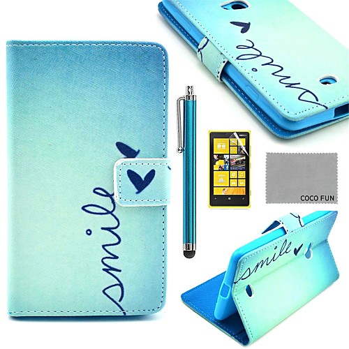 COCO FUN Cute Heart Pattern PU Leather Full Body Case with Screen Protector, Stylus and Stand for Nokia Lumia N625