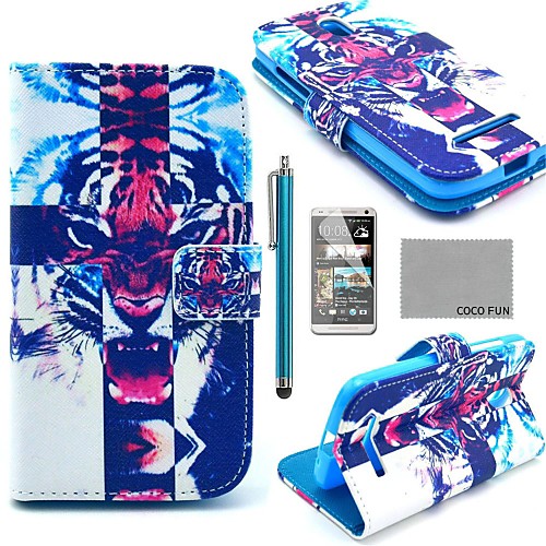 COCO FUN Fierce Tiger Pattern PU Leather Case with Screen Protector, Stylus and Stand for HTC Desire 500