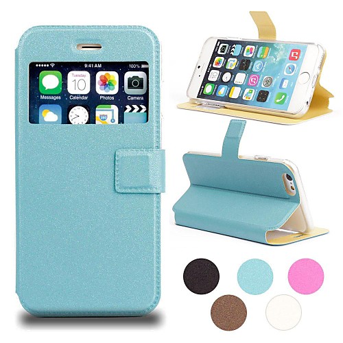 Classic Smart Window View PU Leather Case with Stand Function for iPhone 6 (Assorted Colors)