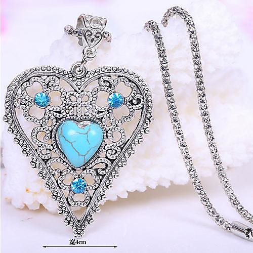 Coway в форме сердца полый бирюзовый ожерелье