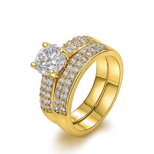 Classic 18K Yellow/White Gold Plated Four Prongs 1.5Ct CZ Wedding Simulated Diamond Rings For Women