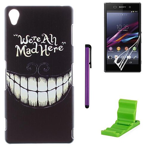 Cartoon Crazy Teeth Pattern PC Hard with Screen Protector,Stylus and Stand for Sony Z1 L39H