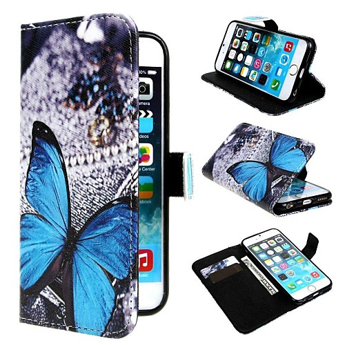 Vivid Butterfly Wallet PU Leather Case Cover with Stand and Card Slot for iPhone 6