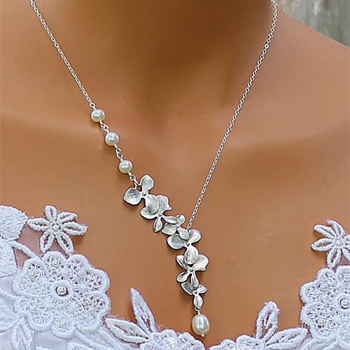 shixin простой (цветок) искусственный жемчуг сплав крошечный кулон ожерелье (серебро) (1 шт)