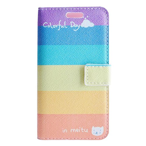 Colorful Rainbow Day Pattern PU Leather Full Body Cover with Stand for Huawei Y530/C8813