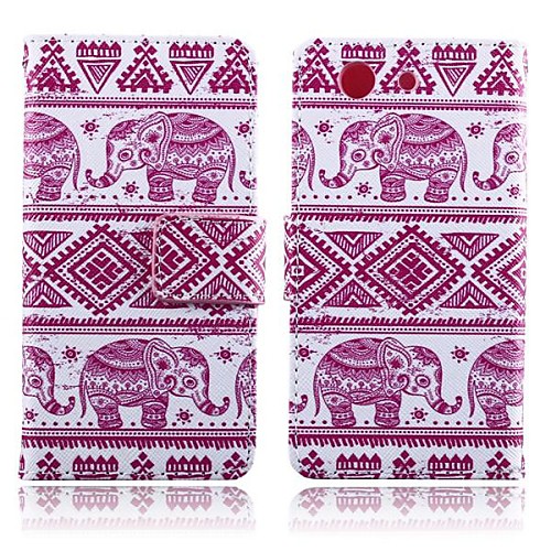 Pink Elephant Pattern PU Leather Full Body Cover with Card Slot for Sony Xperia Z3 Compact/Z3 Mini