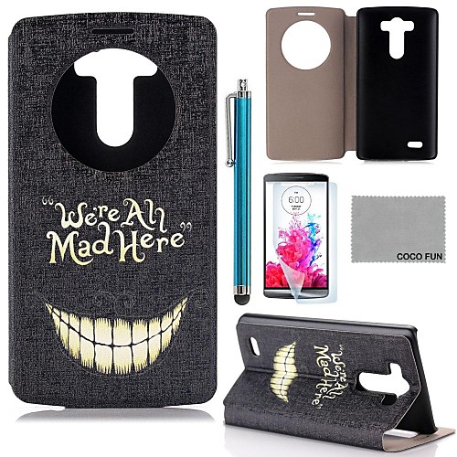 COCO FUN Black Smile Teech Pattern PU Leather Full Body Case with Screen Protector, Stylus and Stand for LG G3 D850