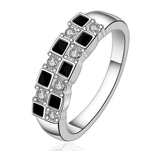 Fashion Design Women (Zircon Inlaid) White Silver-Plated Women Rings (White) (1 Pc)