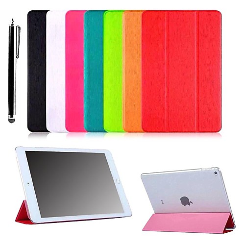 KARZEAToothpick Grain Folding Stand Auto Sleep/Wake UP Leather Case with Stylus for iPad Air2/iPad 6(Assorted Colors)