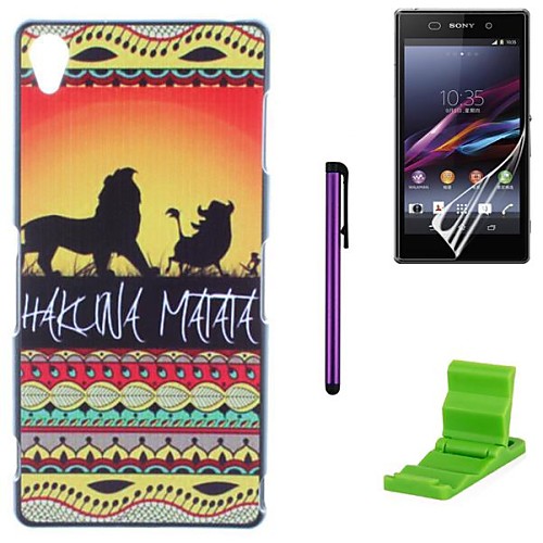 Hakuna Matata on Sunset Lion King Pattern PC Hard Case with Screen Protector,Stylus and Stand for Sony Z1 L39H