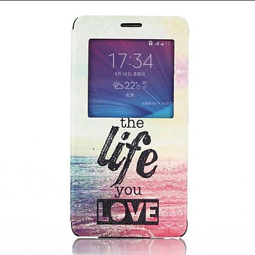 Live Life Sea Pattern PU Leather Cover with View Window for Samsung Galaxy Note 4