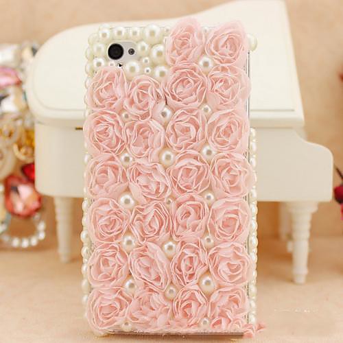 4.7Inch   Bud Silk for Rose with Pearl Hard Back Cover  for iPhone 6(Assorted Colors)