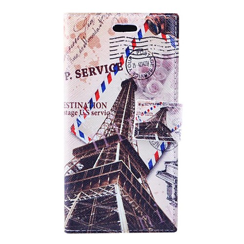 Tower Destination Stamps Pattern PU Leather Full Body Cover with Stand for Huawei P6