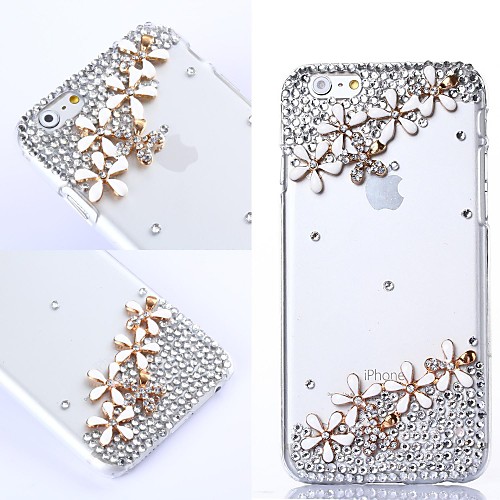 DIY Flowers with Rhinestone Pattern Plastic Hard Cover for iPhone 6