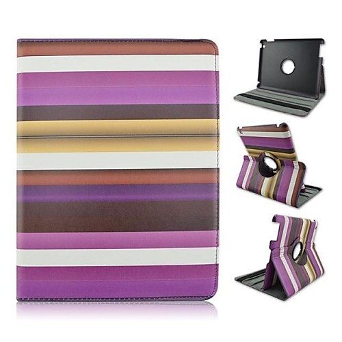 Fashion Color Stripe Pattern PU Leather Full Body Case with Stand  for iPad 2/3/4