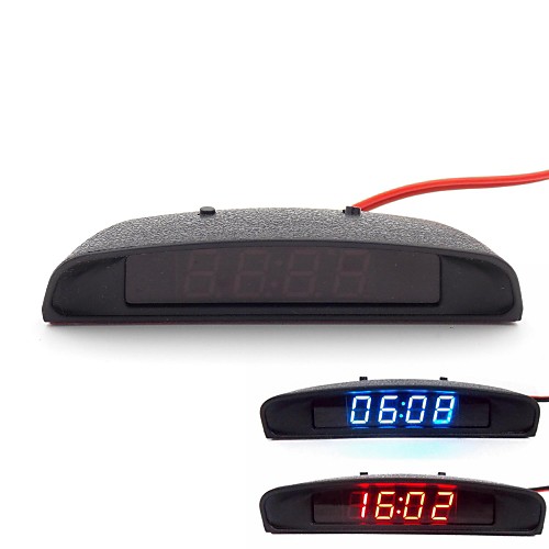 Original Car Interior Trim Appearance 3-In-1 Car Clock Theromometer and Voltage Monitor (12-24V)