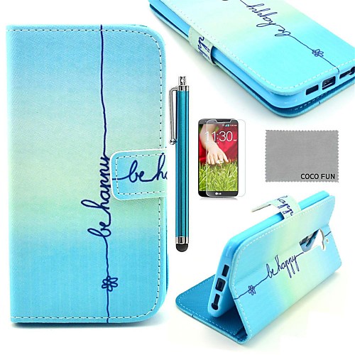 COCO FUN Cute Smile Pattern PU Leather Full Body Case with Screen Protector, Stylus and Stand for LG G2 MINI