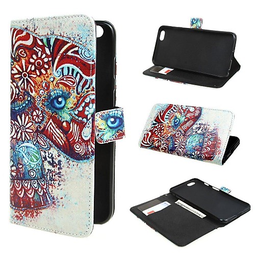 Eye and Flower Design Wallet PU Leather Case Cover with Stand and Card Slot for iPhone 6