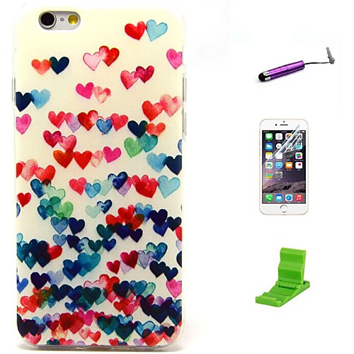 Chromatic Love Pattern TPU Soft with Screen Protector and Stylus for iPhone 6