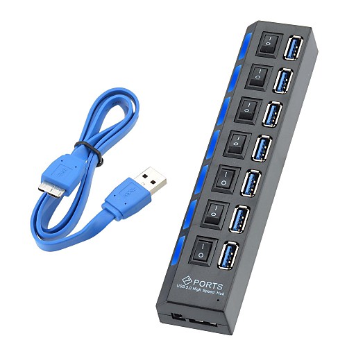 High Speed 5Gbps USB 3.0 7-Ports Hub  Individual Switches  Indicator