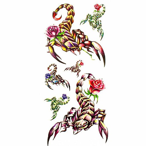 1pc Animal Scorpion Rose Waterproof Tattoo Sample Mold Temporary Tattoos Sticker for Body Art(18.5cm8.5cm)